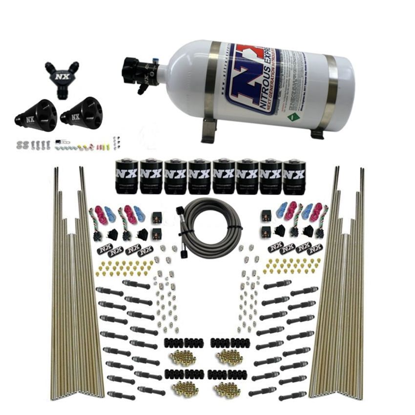 Nitrous Express 93306-10 8 CYL DRY DIRECT PORT, FOUR STAGE, 8 SOLENOIDS, WITH 10LB BOTTLE (200-600HP)