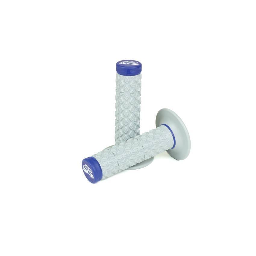 Renthal G206 Soft/Firm MX Dual Compound Grips Tapered 1/2 Waffle - Gray/Blue