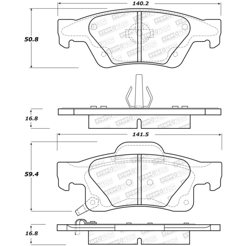 Stoptech 308.14980 Street Brake Pads - Rear