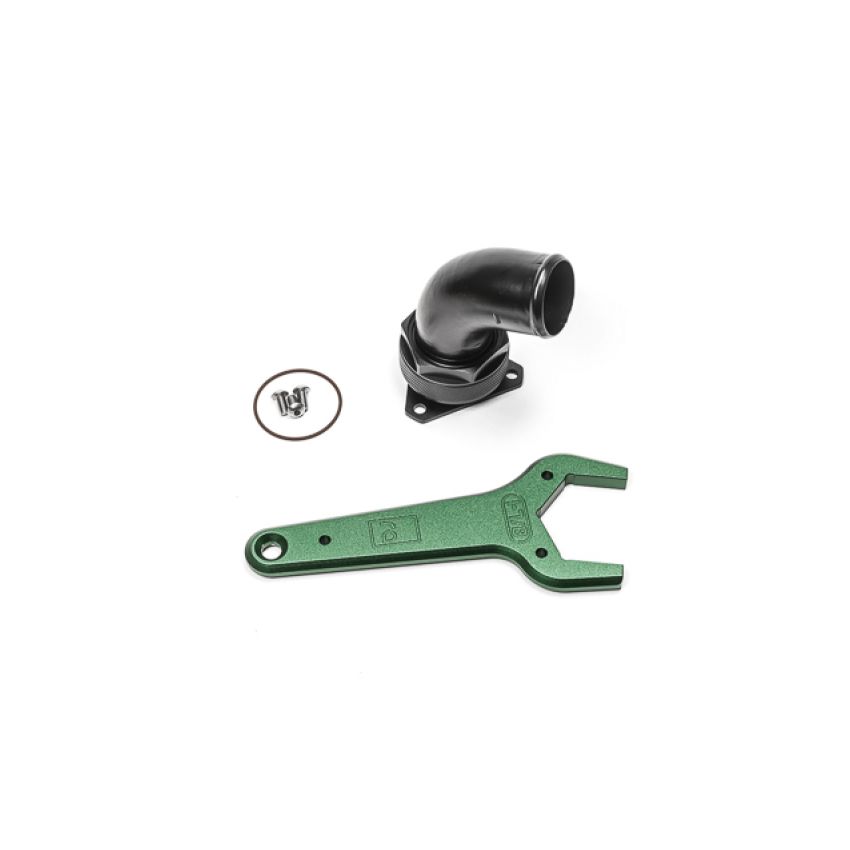 Radium Engineering 20-1047 FCST-X 3-Bolt Remote Mount Fill Neck - 24AN Elbow - 1.5in Barb