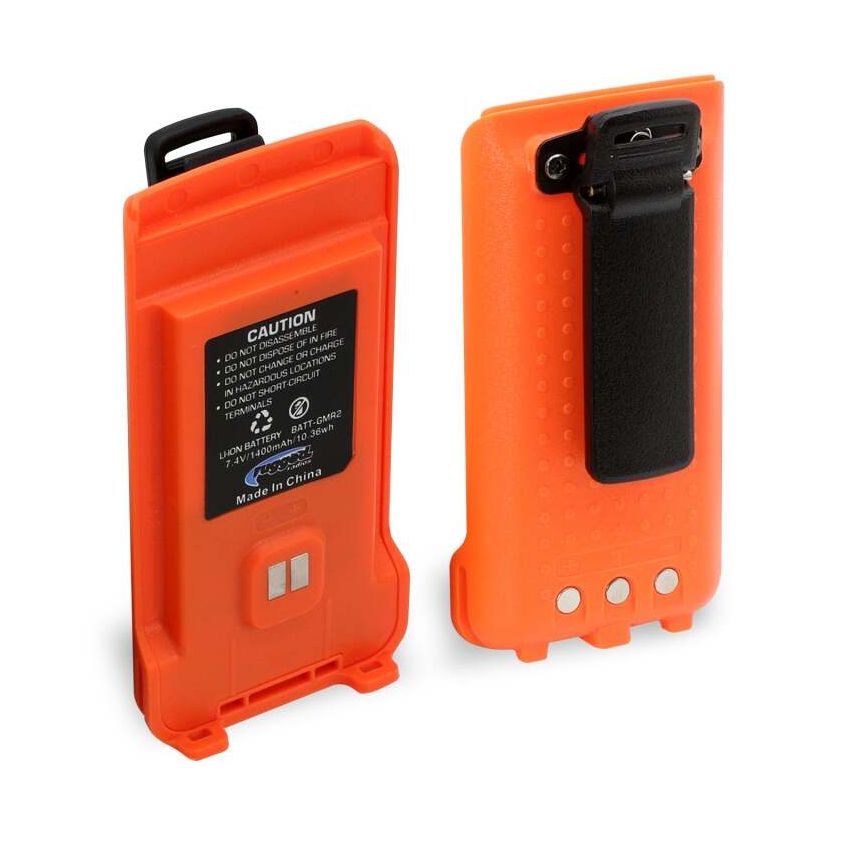 Rugged Radios BAT-GMR2-ORN GMR2 Replacement Battery with 12v Charge Port and Belt Clip Safety Orange
