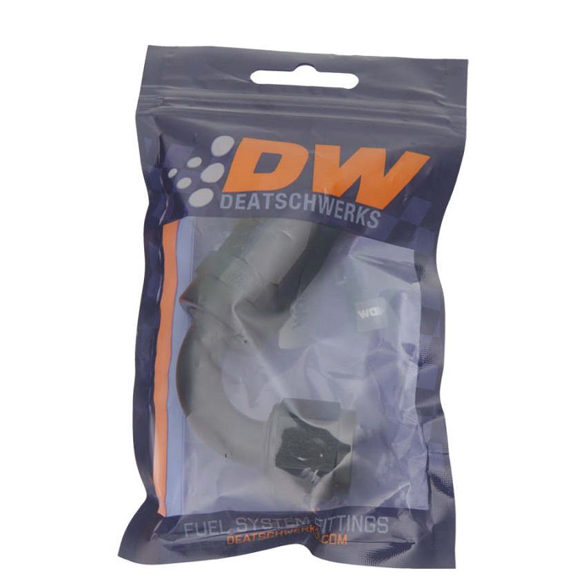 DeatschWerks 8 AN Female Flare Swivel 120-Degree Hose End CPE - Anodized Matte Black