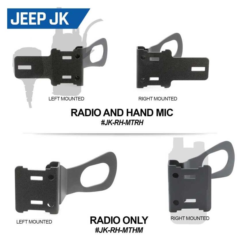 Rugged Radios JK-RH-MT-HM Jeep JK/JKU/JL Handheld Radio Grab Bar Mount - Radio/Hand Mic Mount