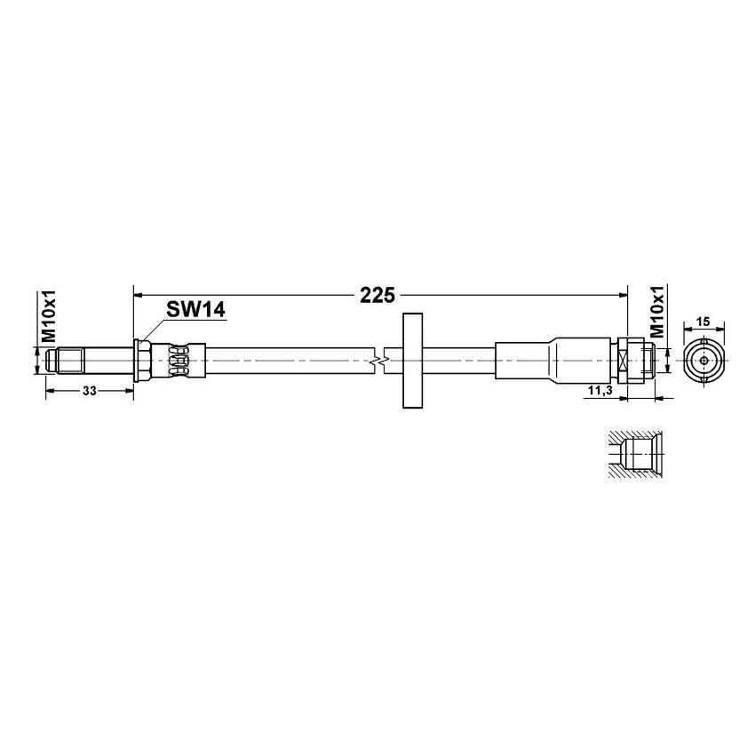 ATE 330454 ATE Original Rear Brake Hydraulic Hose for Porsche 330454