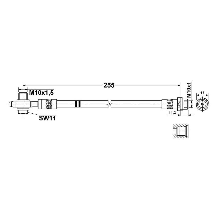 ATE 331234 ATE Original Rear Brake Hydraulic Hose for Audi, Volkswagen 331234
