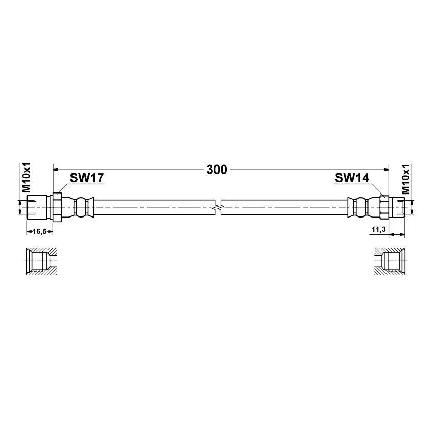 ATE 331266 ATE Original Front Brake Hydraulic Hose for Porsche 331266