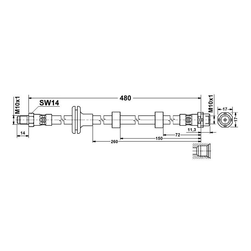 ATE 331270 ATE Original Front Brake Hydraulic Hose for Land Rover 331270