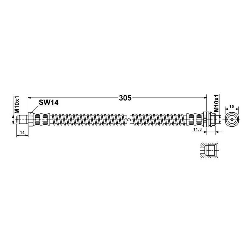 ATE 331312 ATE Original Rear Brake Hydraulic Hose for Mercedes-Benz 331312