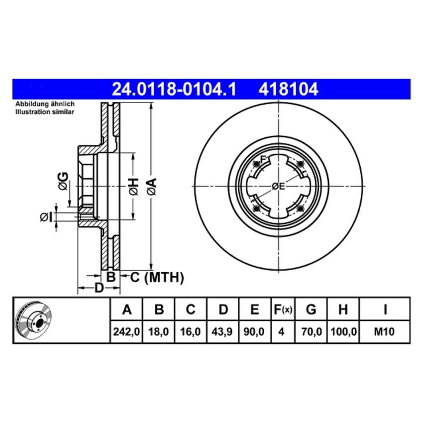 ATE 410266 ATE Original Rear Disc Brake Rotor 410266 for Dodge, Eagle, Plymouth