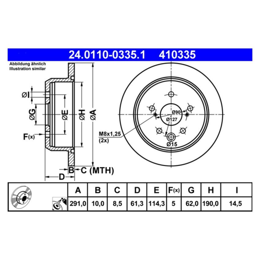ATE 410335 ATE Original Rear Disc Brake Rotor 410335 for Lexus