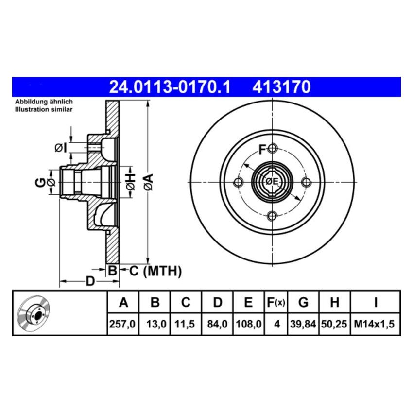 ATE 413170 ATE Original Front  Disc Brake Rotor 413170 for Porsche