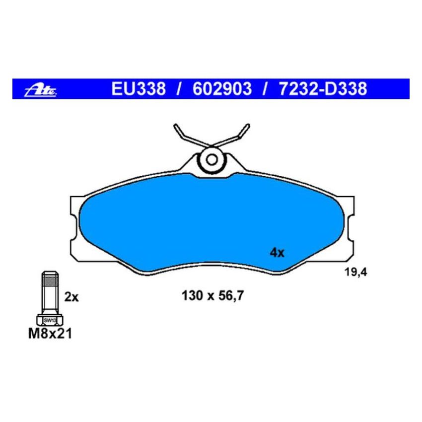 ATE 602903 ATE Original Semi-Metallic Front Disc Brake Pad Set 602903 for Volkswagen