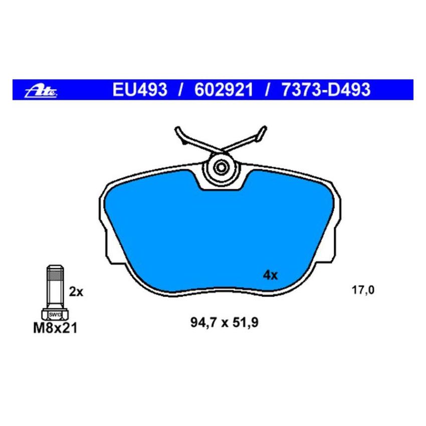 ATE 602921 ATE Original Semi-Metallic Rear Disc Brake Pad Set 602921 for BMW