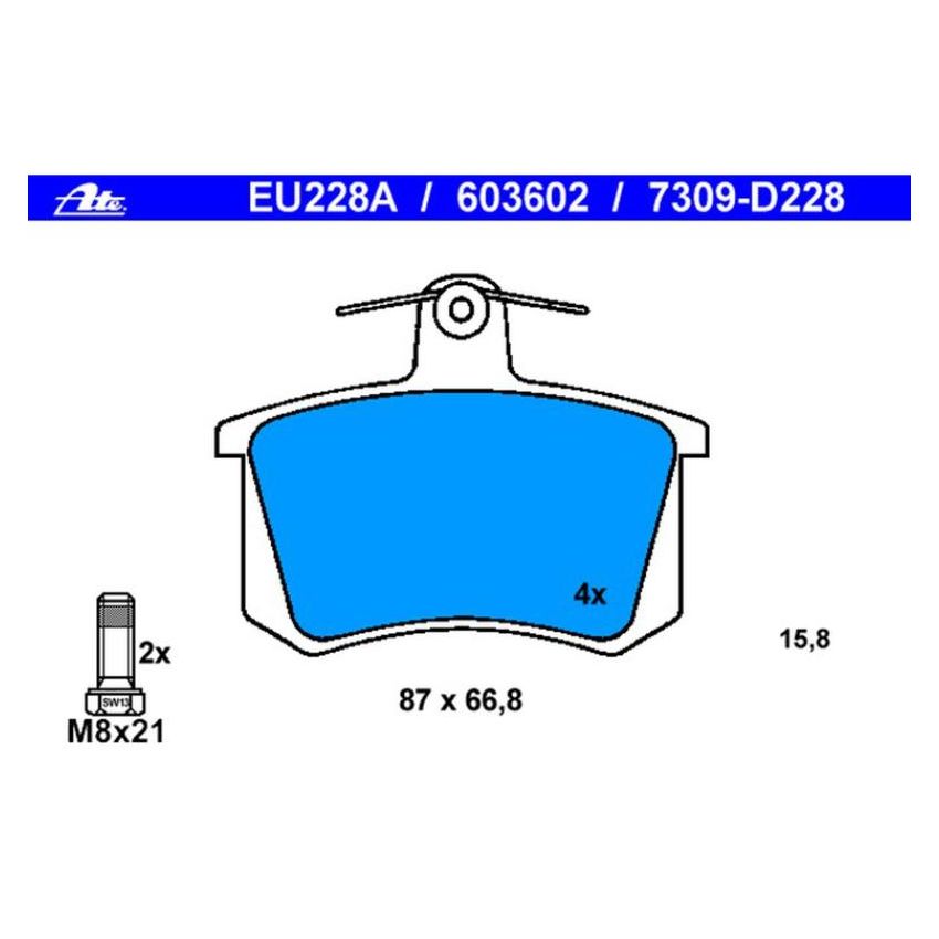 ATE 603602 ATE Original Semi-Metallic Rear Disc Brake Pad Set 603602 for Audi
