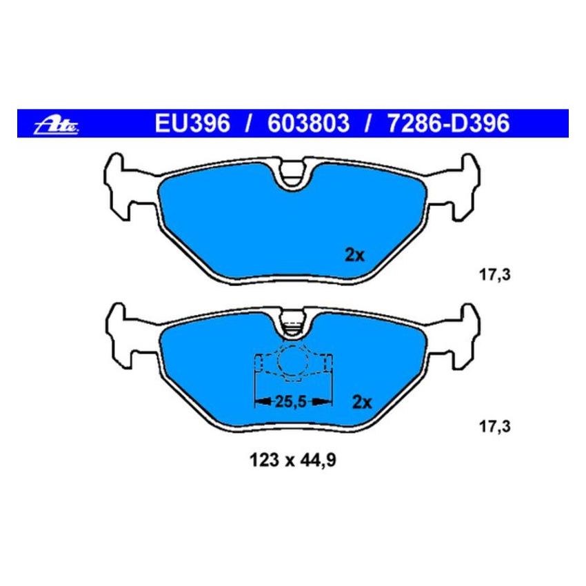 ATE 603803 ATE Original Semi-Metallic Rear Disc Brake Pad Set 603803 for BMW