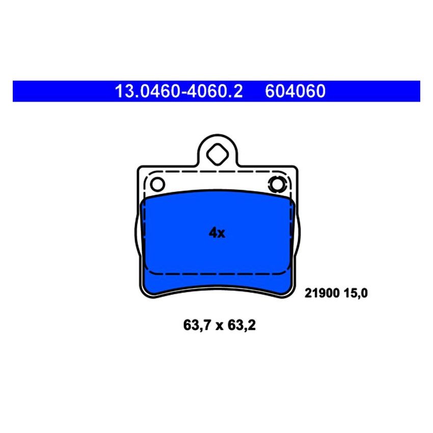 ATE 604060 ATE Original Semi-Metallic Rear Disc Brake Pad Set 604060 for Mercedes-Benz