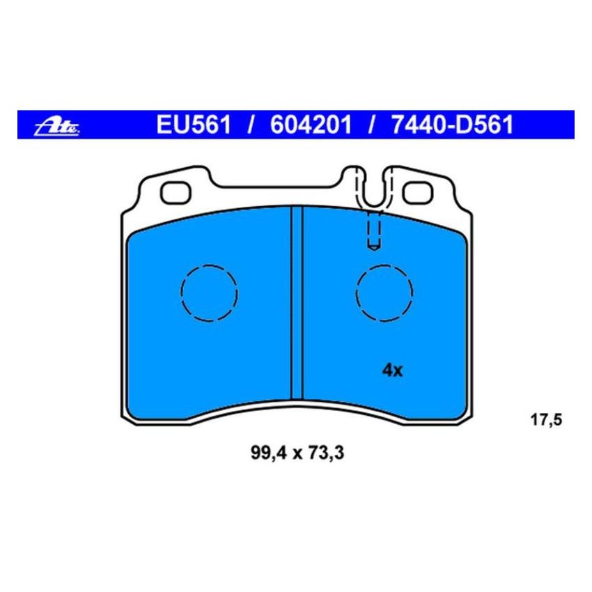 ATE 604201 ATE Original Semi-Metallic Front Disc Brake Pad Set 604201 for Mercedes-Benz
