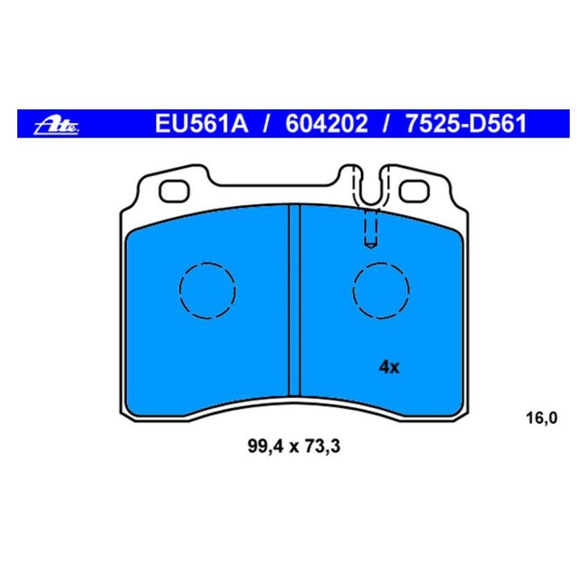 ATE 604202 ATE Original Semi-Metallic Front Disc Brake Pad Set 604202 for Mercedes-Benz