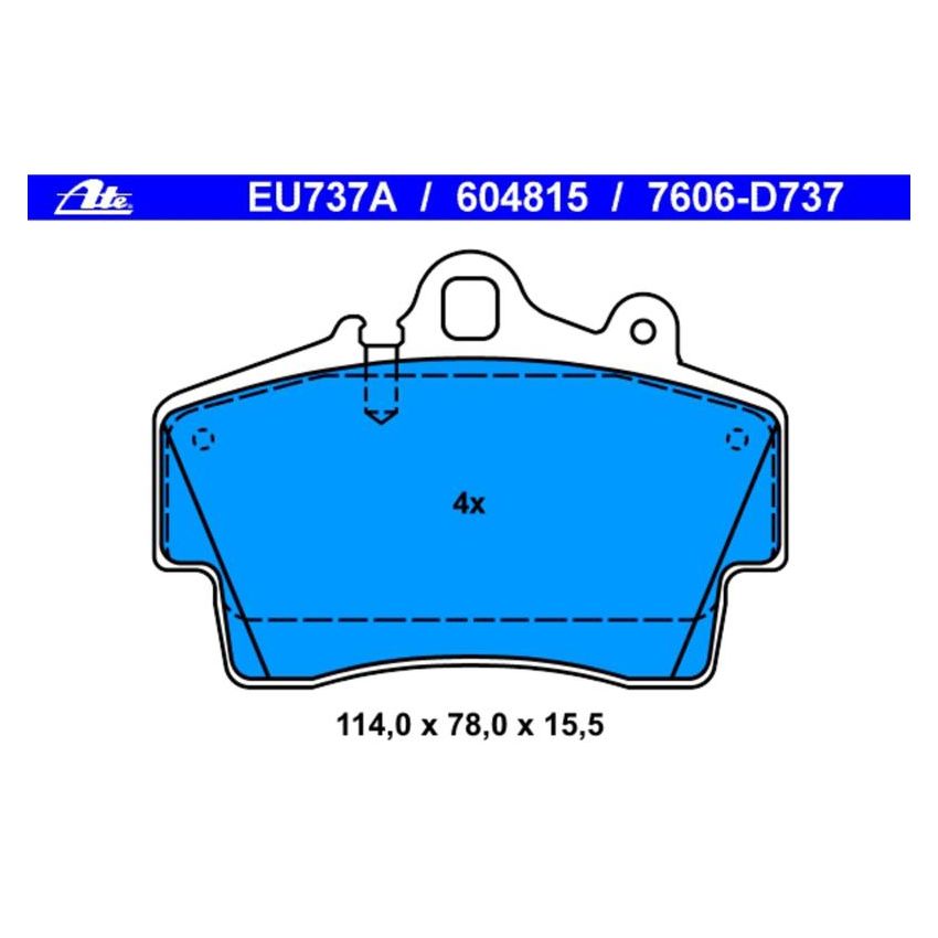ATE 604815 ATE Original Semi-Metallic Front Disc Brake Pad Set 604815 for Porsche