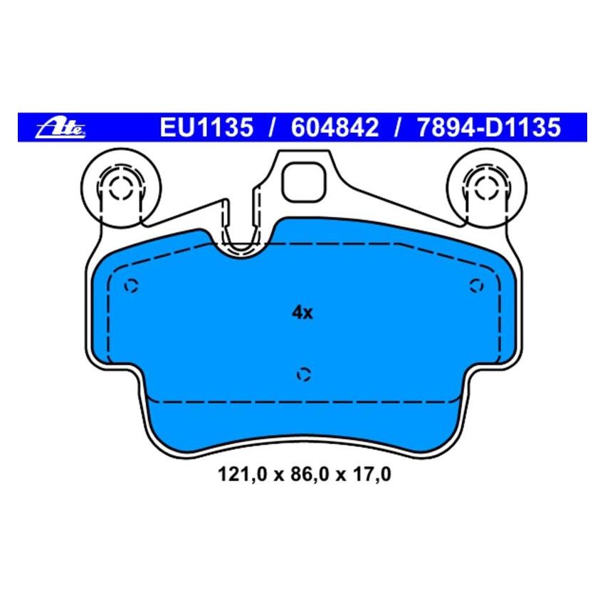 ATE 604842 ATE Original Semi-Metallic Front Disc Brake Pad Set 604842 for Porsche