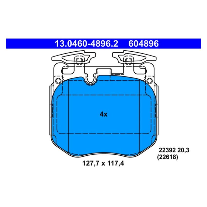 ATE 604896 ATE Original Semi-Metallic Front Disc Brake Pad Set 604896 for BMW