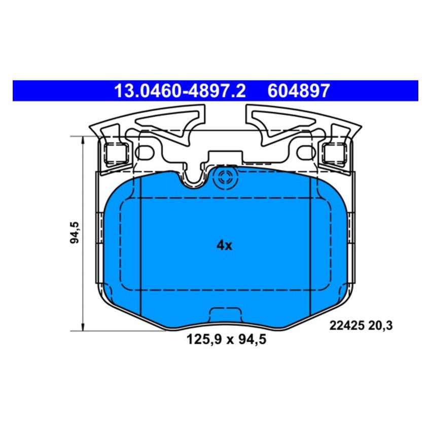 ATE 604897 ATE Original Semi-Metallic Front Disc Brake Pad Set 604897 for BMW, Toyota