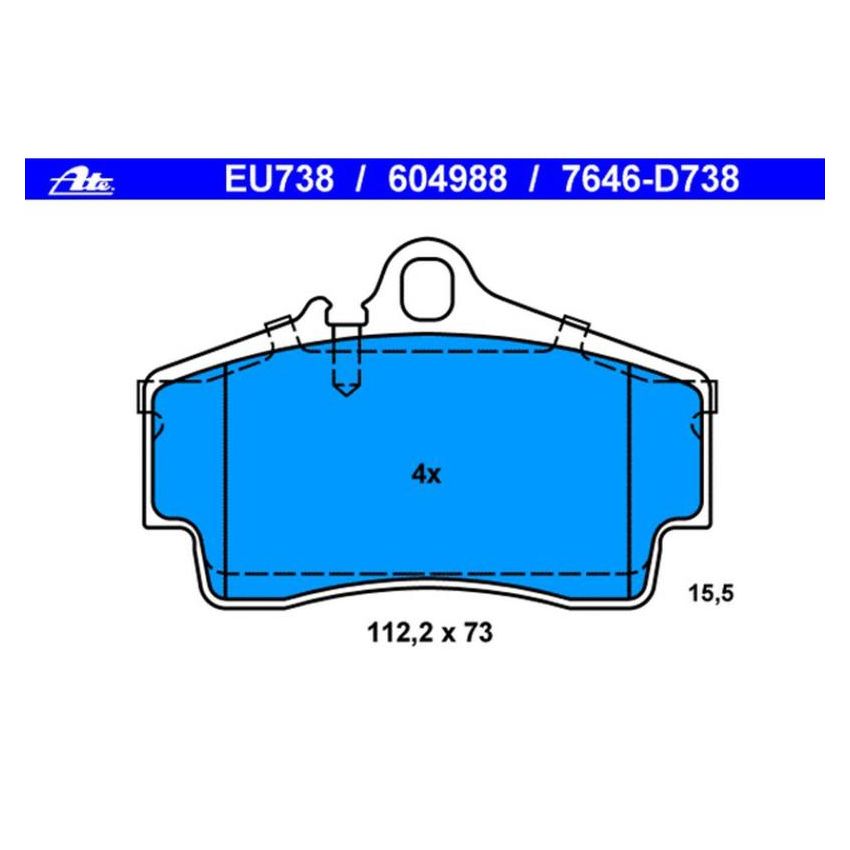 ATE 604988 ATE Original Semi-Metallic Front Disc Brake Pad Set 604988 for Porsche