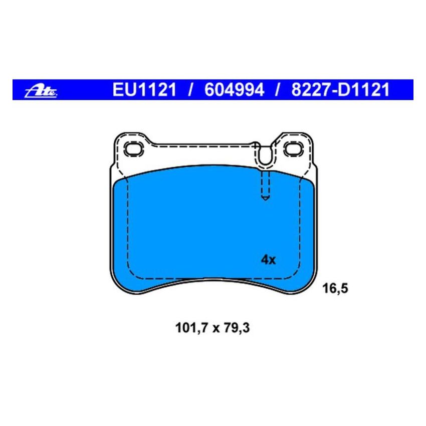 ATE 604994 ATE Original Semi-Metallic Front Disc Brake Pad Set 604994 for Mercedes-Benz