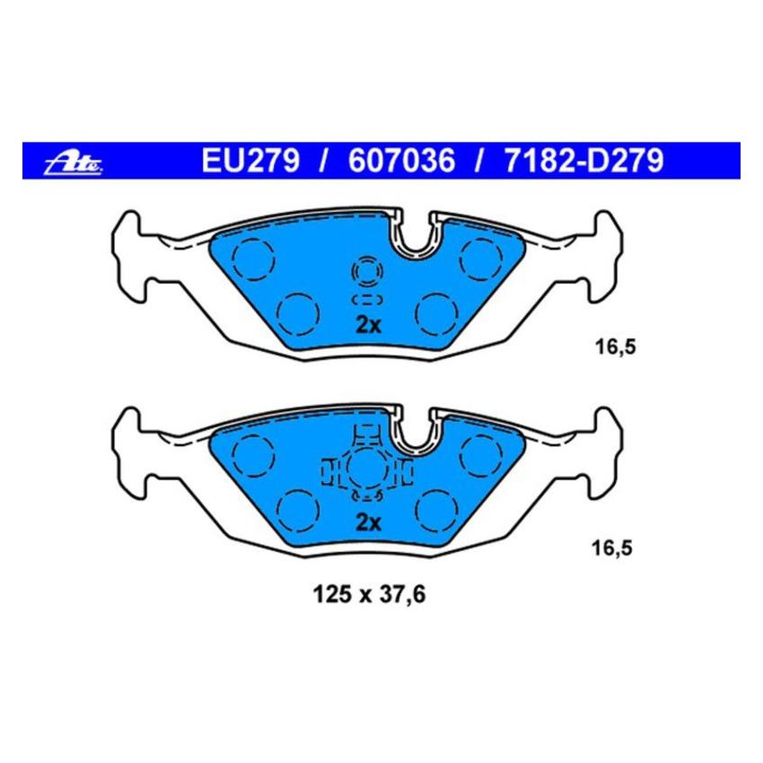 ATE 607036 ATE Original Semi-Metallic Rear Disc Brake Pad Set 607036 for BMW