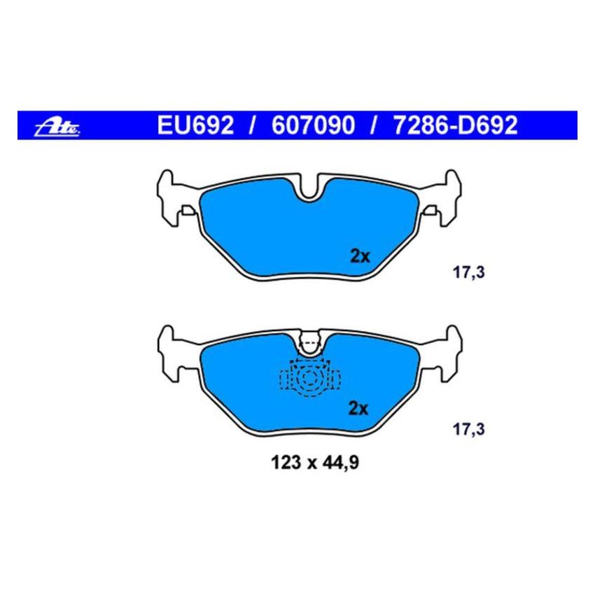 ATE 607090 ATE Original Semi-Metallic Rear Disc Brake Pad Set 607090 for BMW