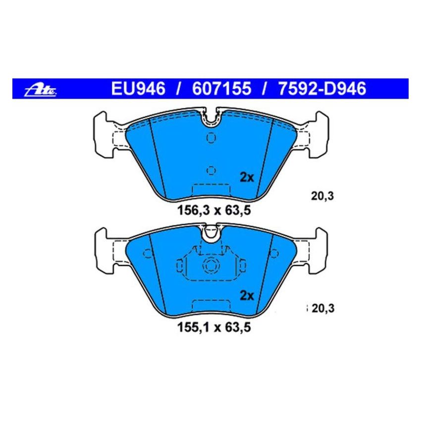 ATE 607155 ATE Original Semi-Metallic Front Disc Brake Pad Set 607155 for BMW