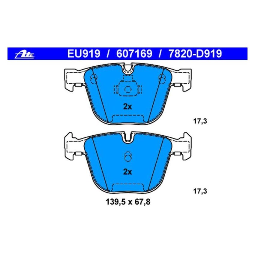 ATE 607169 ATE Original Semi-Metallic Rear Disc Brake Pad Set 607169 for BMW