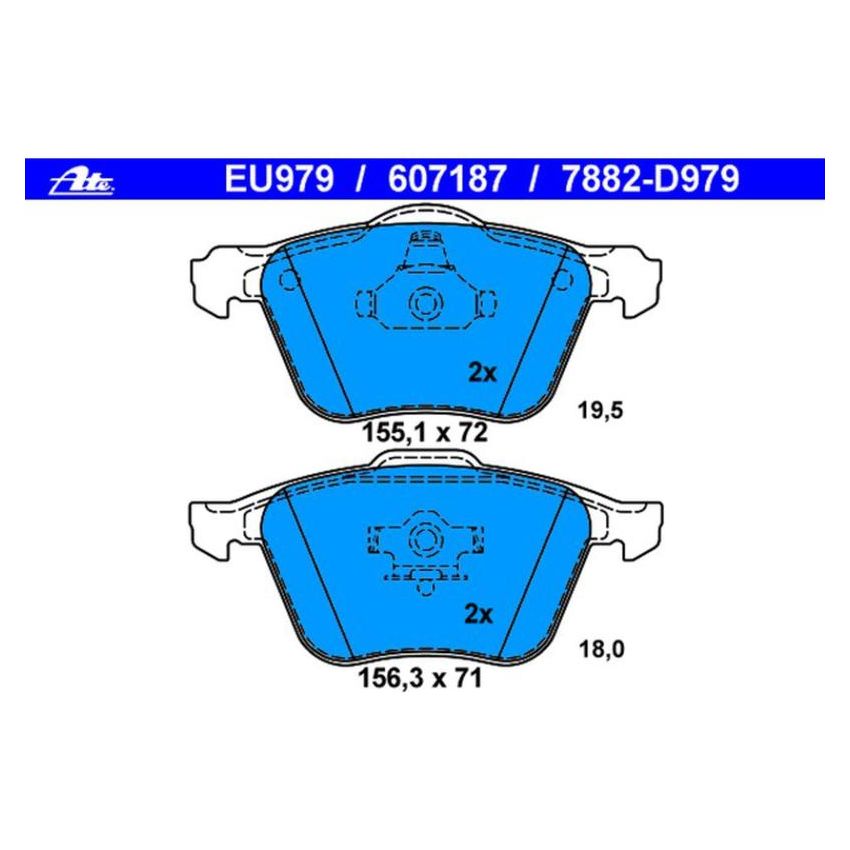 ATE 607187 ATE Original Semi-Metallic Front Disc Brake Pad Set 607187 for Volvo