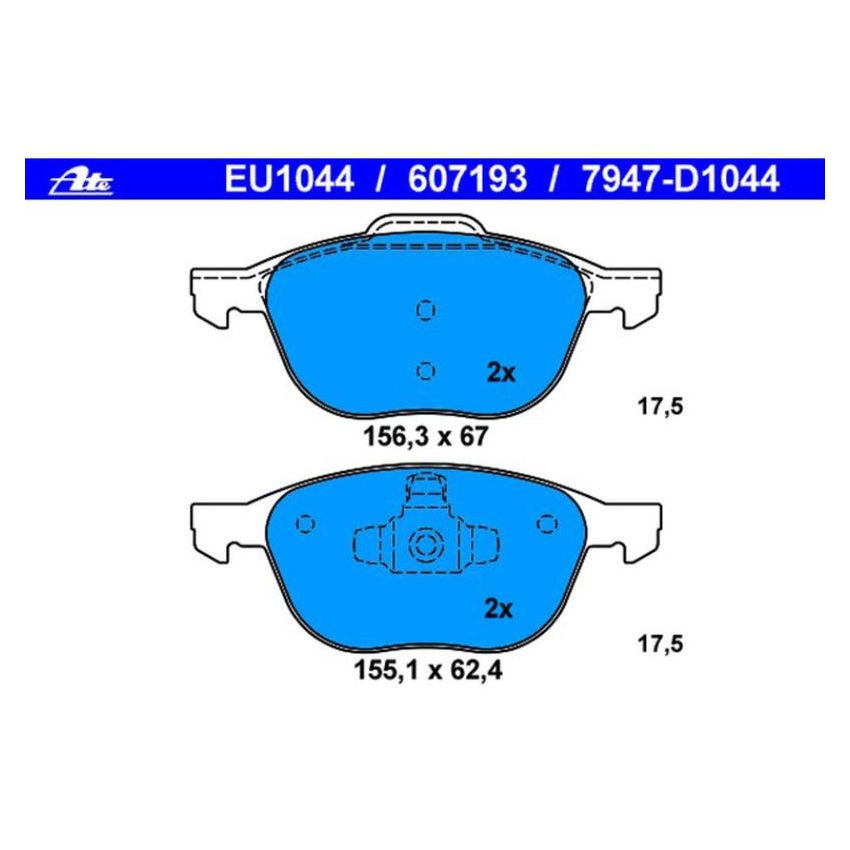 ATE 607193 ATE Semi-Metallic Front Disc Brake Pad Set 607193 for Ford, Mazda, Volvo