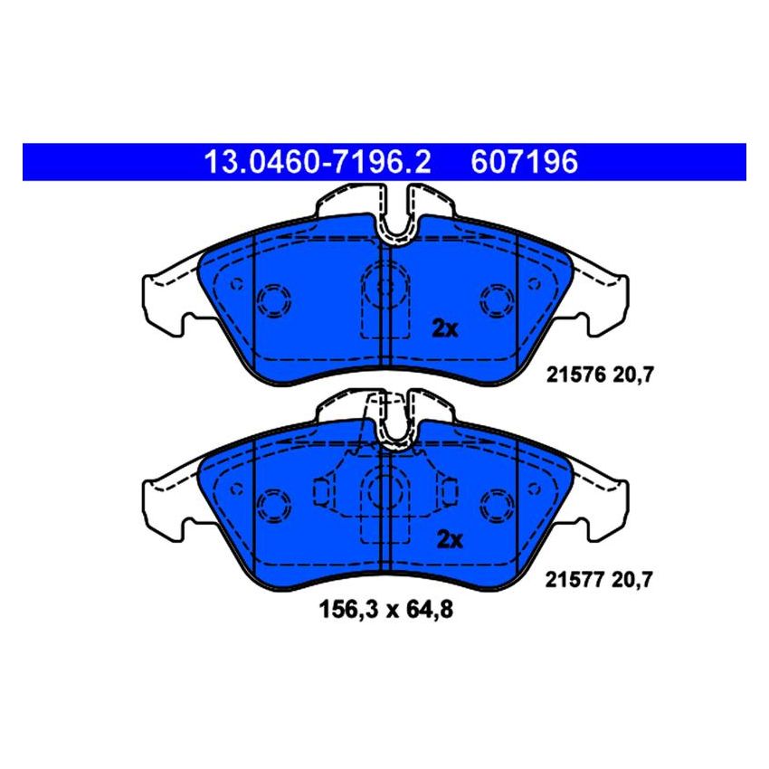 ATE 607196 ATE Semi-Metallic Front Disc Brake Pad Set 607196 for Dodge, Freightliner