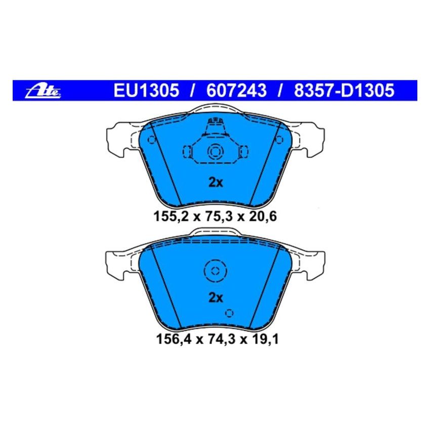 ATE 607243 ATE Original Semi-Metallic Front Disc Brake Pad Set 607243 for Volvo