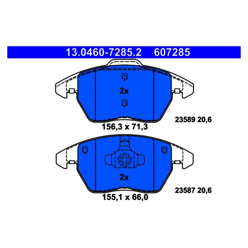 ATE 607285 ATE Original Semi-Metallic Rear Disc Brake Pad Set 607285 for Volkswagen