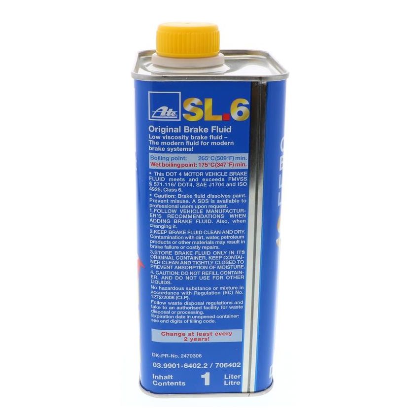 ATE 706402 ATE SL.6 DOT 4 ISO-Class 6 Brake Fluid 706402 for Electronic Braking Systems