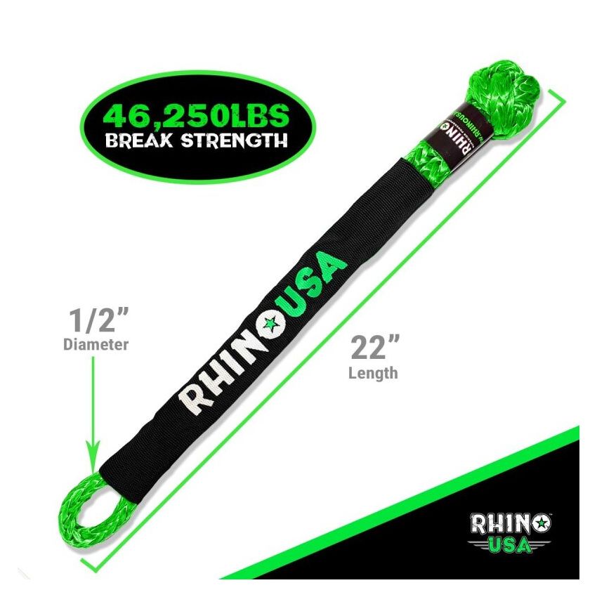 Rhino USA SFTSHACK-12-GRN-1 Synthetic Soft Shackle Green