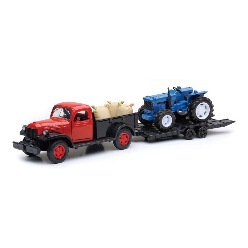 New Ray Toys SS-54296B 1946 Dodge Power Wagon with Farm Tractor/ Scale - 1:32