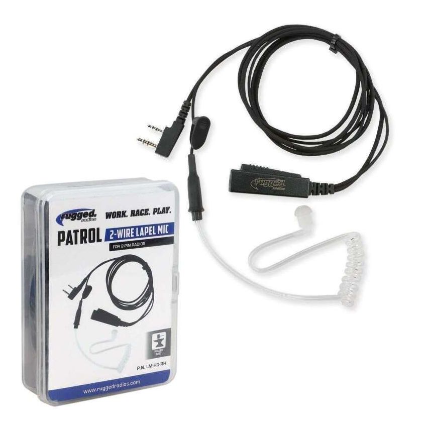 Rugged Radios LM-HD-RH Lapel Mic - 2 Wire with Acoustic Tube for Handheld Radios