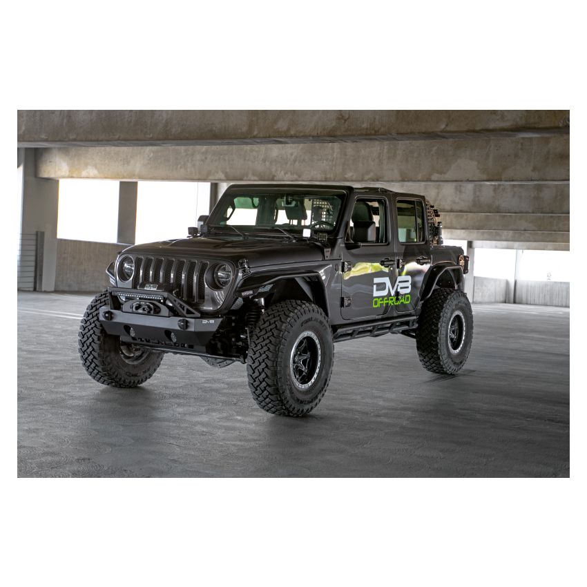 DV8 Offroad FBJL-06 07-23 Jeep Wrangler/Gladiator JT/JK/JL FS-25 Stubby Front Bumper w/Plated Bull Bar