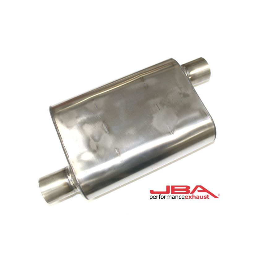 JBA Universal Chambered Style 304SS Muffler 13x9.75x4 2.5in Inlet Diameter Offset/Offset