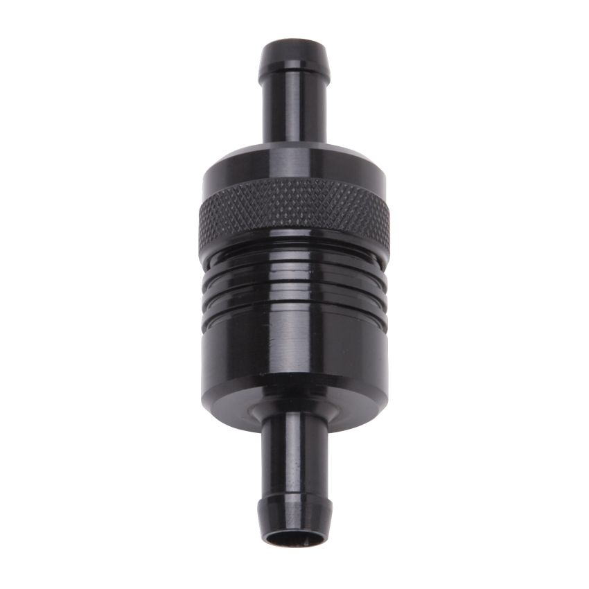 Edelbrock Fuel Filter Aluminum 3In X 01/ 1/8In 3/8In Inlet/Outlet Black