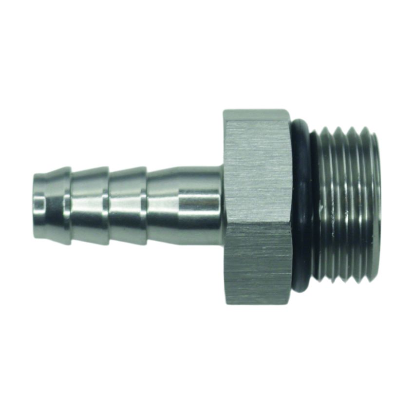 DeatschWerks 8AN ORB Male to 5/16in Male Triple Barb Fitting (Incl O-Ring) - Anodized DW Titanium