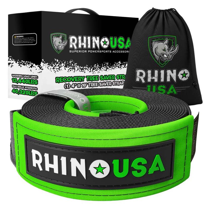 Rhino USA TOWSTRAP-410 Recovery Tree Saver Strap 4Inx10Ft (Black)