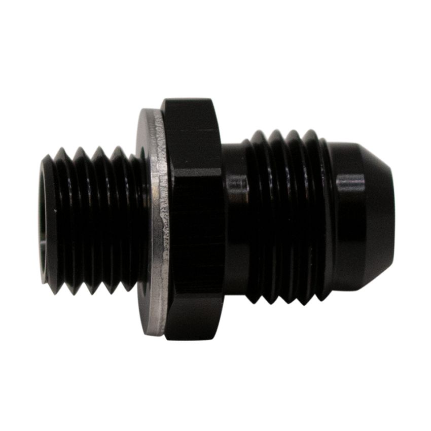 DeatschWerks 6AN Male Flare to M12 X 1.5 Male Metric Adapter (Incl Washer) - Anodized Matte Black