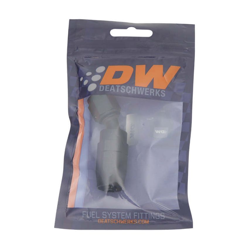 DeatschWerks 6 AN Female Flare Swivel 30-Degree Hose End CPE - Anodized Matte Black