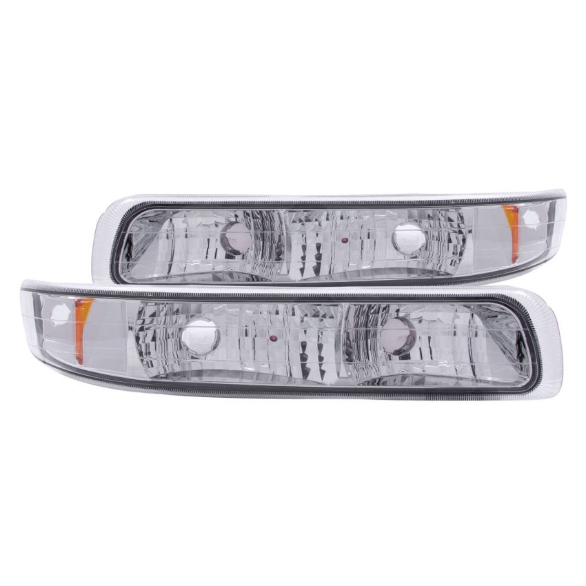 ANZO 1999-2002 Chevrolet Silverado 1500 Euro Parking Lights Chrome w/ Amber Reflector