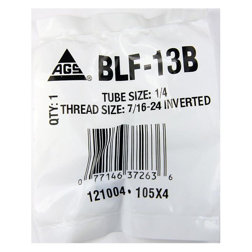 AGS BLF-13 Steel Tube Nut, 1/4 (7/16-24 Inverted), 10/bag